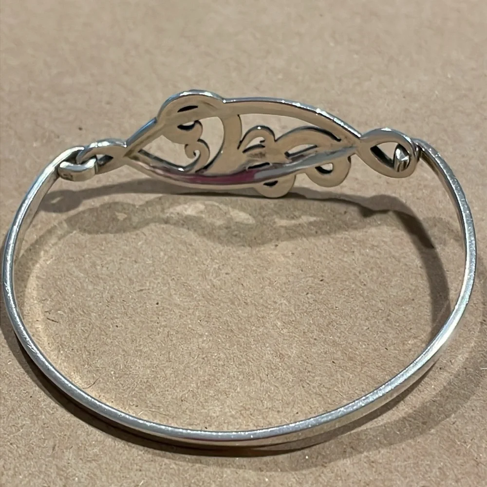 Vintage Suspicion 925 Sterling Silver & Marcasite Swirls Tension Bangle Bracelet